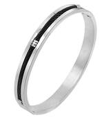 Center Rope Black Rhodium 316L Surgical Stainless Steel Openable Kada Bangle Bracelet Men