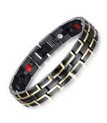Stylish Italian Glossy Black Gold 316L Surgical Stainless Steel Magnet Health Care Therapy Bio Energy Bracelet Men Boy