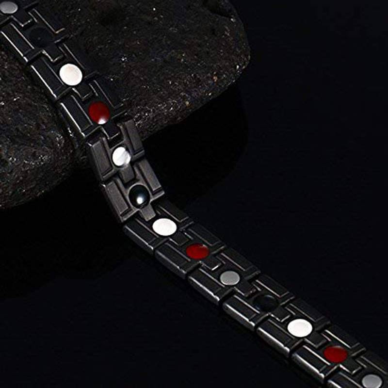 Stylish Italian Glossy Black Gold 316L Surgical Stainless Steel Magnet Health Care Therapy Bio Energy Bracelet Men Boy