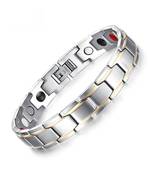 Stylish Italian Glossy Gold Rhodium 316L Surgical Stainless Steel Magnet Health Care Therapy Bio Energy Bracelet Men Boy