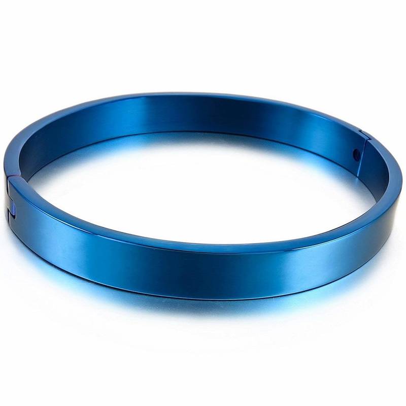 Stylish German Luxury Blue Rhodium Solid 316l Surgical Stainless Steel Openable Bangle Bracelet Kada Boys Men