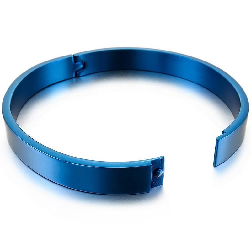 Stylish German Luxury Blue Rhodium Solid 316l Surgical Stainless Steel Openable Bangle Bracelet Kada Boys Men