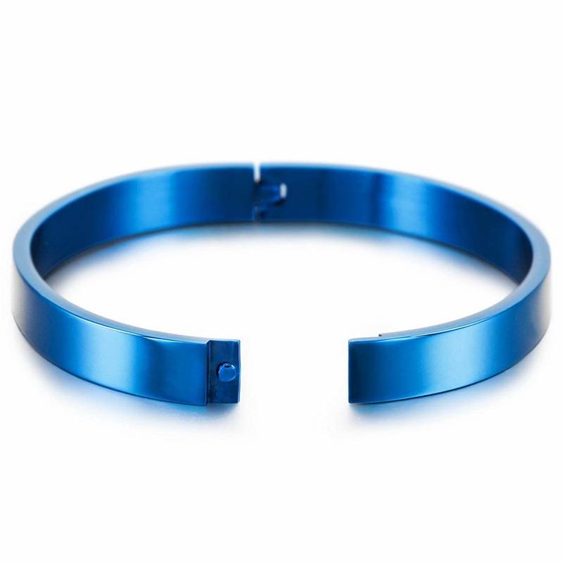 Stylish German Luxury Blue Rhodium Solid 316l Surgical Stainless Steel Openable Bangle Bracelet Kada Boys Men