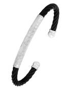 Slim Smart Black Silver Rhodium 316L Surgical Stainless Steel Cuff Kada Bangle Bracelet Stylish For Men