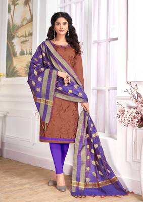Brown Embroidered Faux Cotton Salwar 1