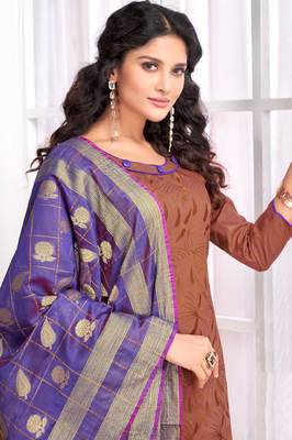 Brown Embroidered Faux Cotton Salwar 2
