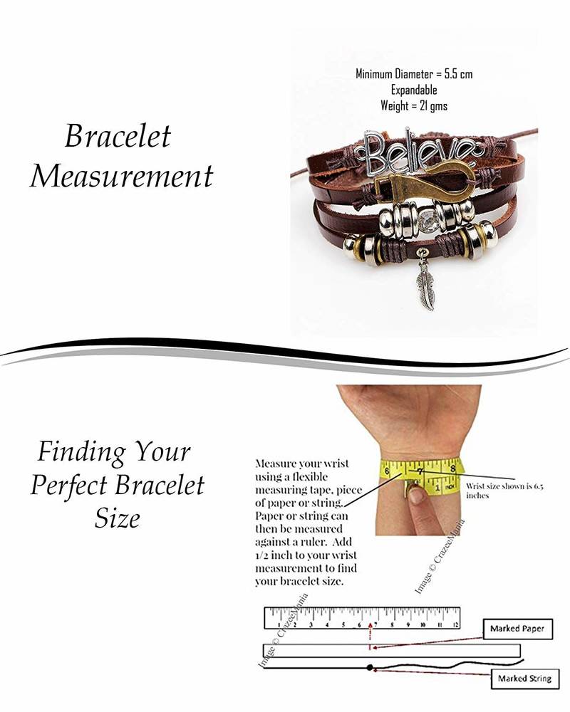 Stylish Believe 100% Genuine Brown Leather Beads Leaf Charm Multi-Strand Unisex Bracelet Men Boys