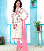 White Embroidered Faux Cotton Salwar