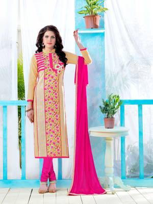 Beige Embroidered Faux Cotton Salwar 1