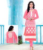 Pink Embroidered Faux Cotton Salwar