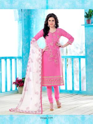 Pink Embroidered Faux Cotton Salwar 1