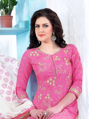 Pink Embroidered Faux Cotton Salwar 2