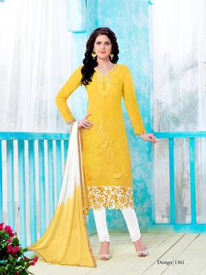 Yellow Embroidered Faux Cotton Salwar 1