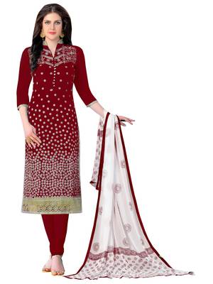 Maroon Embroidered Faux Cotton Salwar 1