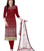 Maroon Embroidered Faux Cotton Salwar