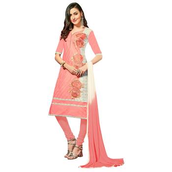 Peach Embroidered Faux Cotton Salwar 1