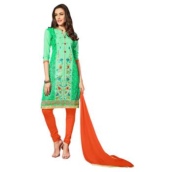 Green Embroidered Faux Cotton Salwar 1
