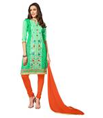 Green Embroidered Faux Cotton Salwar