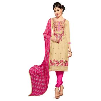 Beige Embroidered Faux Cotton Salwar 1