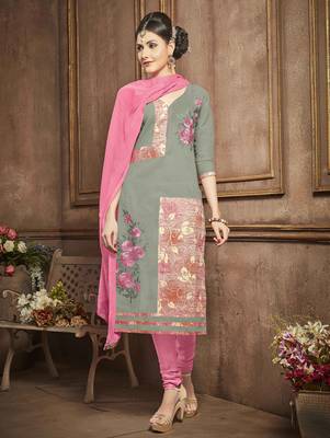 Grey Embroidered Faux Cotton Salwar 1