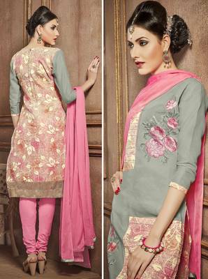 Grey Embroidered Faux Cotton Salwar 2