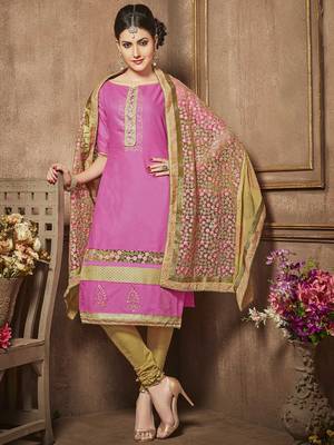 Pink Embroidered Faux Cotton Salwar 1