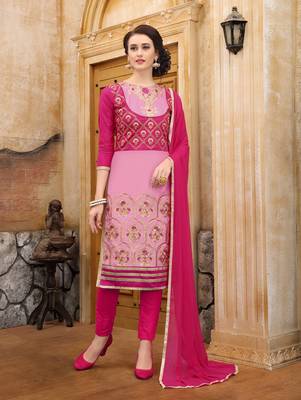 Pink Embroidered Faux Cotton Salwar 1
