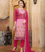 Pink Embroidered Faux Cotton Salwar