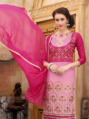 Pink Embroidered Faux Cotton Salwar 2