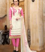 White Embroidered Faux Cotton Salwar