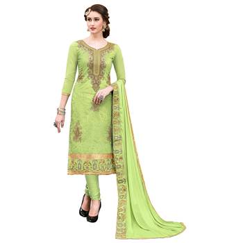 Light-Green Embroidered Faux Cotton Salwar 1