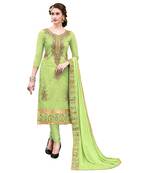 Light-Green Embroidered Faux Cotton Salwar