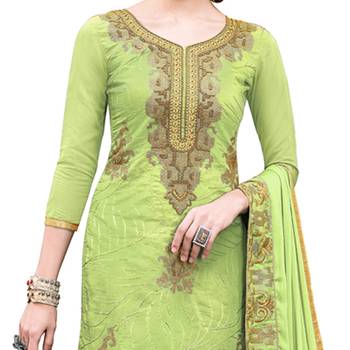 Light-Green Embroidered Faux Cotton Salwar 3