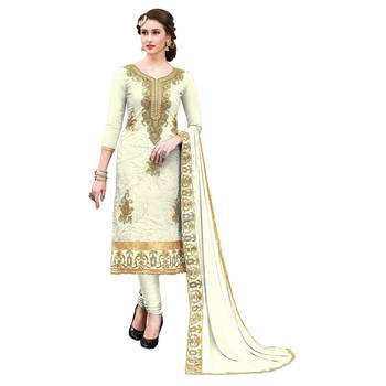 White Embroidered Faux Cotton Salwar 1