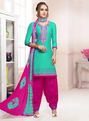 Green Embroidered Faux Cotton Salwar 1