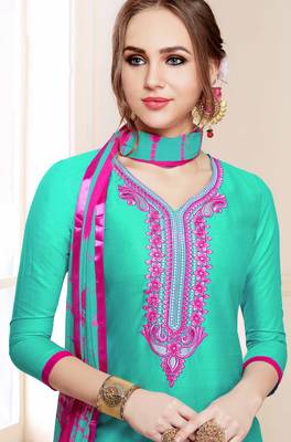Green Embroidered Faux Cotton Salwar 2