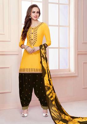 Yellow Embroidered Faux Cotton Salwar 1