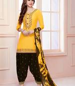 Yellow Embroidered Faux Cotton Salwar