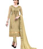 Beige Embroidered Faux Cotton Salwar