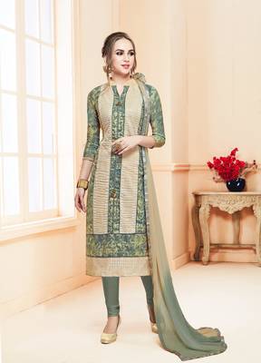 Beige Embroidered Faux Cotton Salwar 1