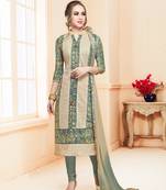Beige Embroidered Faux Cotton Salwar