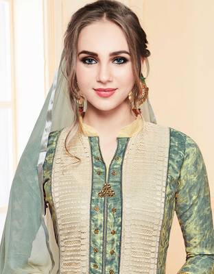 Beige Embroidered Faux Cotton Salwar 2