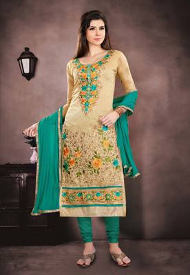 Beige Embroidered Chanderi Salwar 1