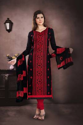 Black Embroidered Faux Cotton Salwar 1