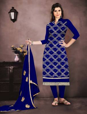 Blue Embroidered Chanderi Salwar 1