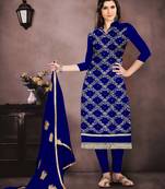 Blue Embroidered Chanderi Salwar