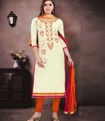 White Embroidered Chanderi Salwar