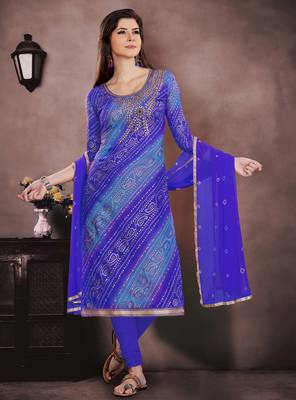 Blue Embroidered Chanderi Salwar 1