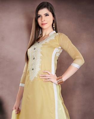 Beige Embroidered Chanderi Salwar 2