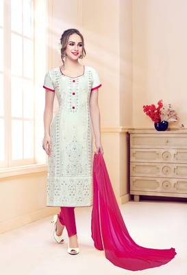 White Embroidered Faux Cotton Salwar 1